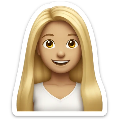 smiling girl with long blonde hair sticker