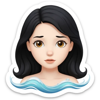 Pale Girl with wave black hair sticker