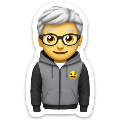 Profesor Educación Física sudadera gris marca Adidas. Cabello juvenil corto de color negro hacia el costado, con aretes tipo argolla pequeños. sticker