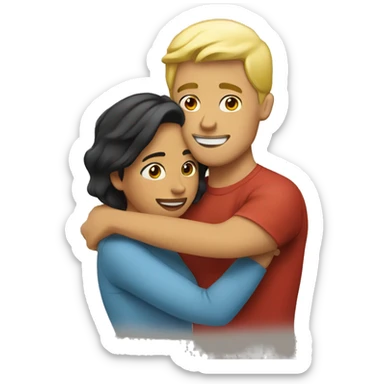 Blond man and hispanic woman hug each other sticker