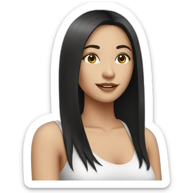 Fair skinned pretty woman with long straight black hair sticker