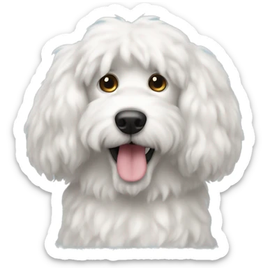 A white and fluffy daschud dog with floppy ears sticker