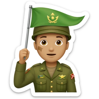 Emoji of a soldier holding a green flag sticker