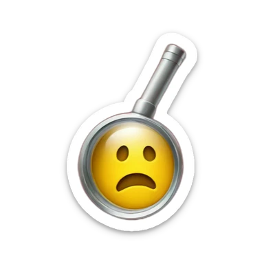 magnifying glass hovering over red cloth sticker