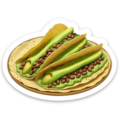 Mexican tacos filled with nopales, beans, and avocado, in soft corn tortillas sticker