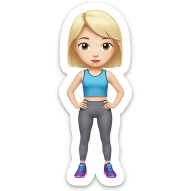 A short ugly blonde hair girl that wears a short top and leggings  sticker