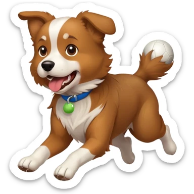 dog fetching a ball sticker