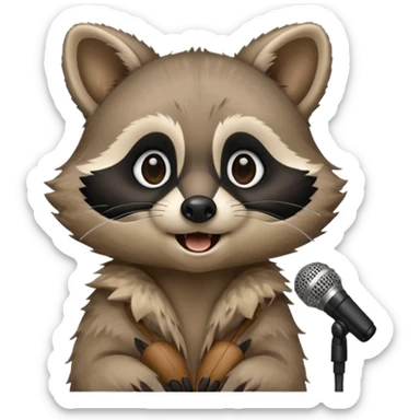 Racoon singing with mic  sticker