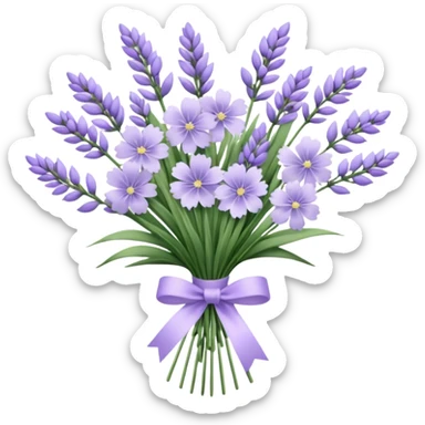 A delicate hand-tied lavender bouquet, featuring wisps of pale lila sticker