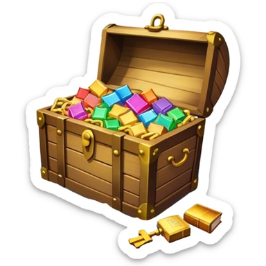 A rainbow but at the end is a treasure chest slightly opened a little bit and there is Bible necklaces bibles Christian book marks and Jesus is next to the treasure chest calling me over to come get it sticker