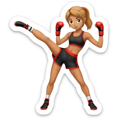 female doing kickboxing sticker