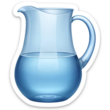 A water pitcher, transparent, slightly blue water, no lid, no droplets, tall. Without a handle and without nose.
 sticker