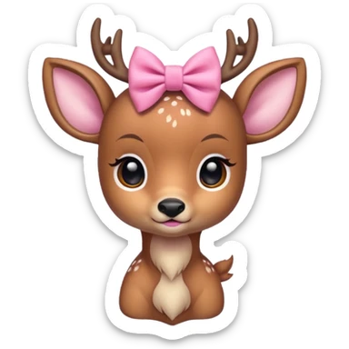 Baby deer either pink bow sticker