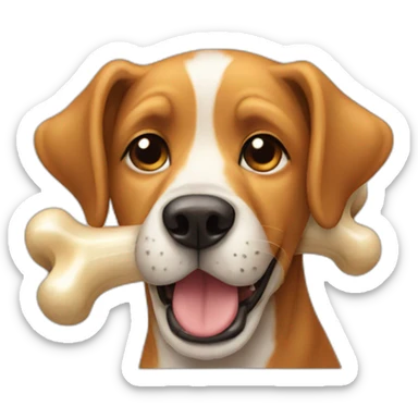 dog with a bone sticker