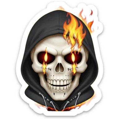 Bro I wanna skull with hoodie on the hoodie has to be on fire and I want matrix blood with the codes and weird numbers spilling out eyes and mouth almost give him a diamond grill in his mouth make it shinny where is the matrix symbols  sticker
