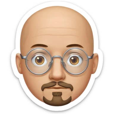 Bald Man with a goatee and round glasses sticker