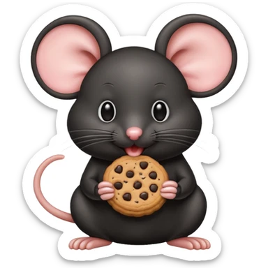 black mouse eating cookie sticker