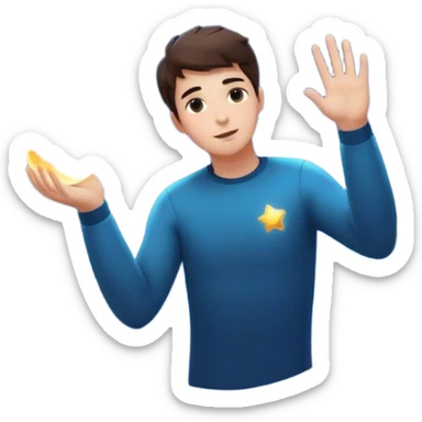 A young man floats in space, touching a particle that glows and expands, shaping the universe around him. Each touch creates new light, symbolizing how his choices build his own reality. sticker