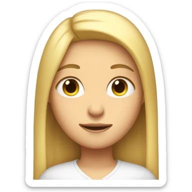 Long straight blonde hair girl eyes closed sleepy face sticker