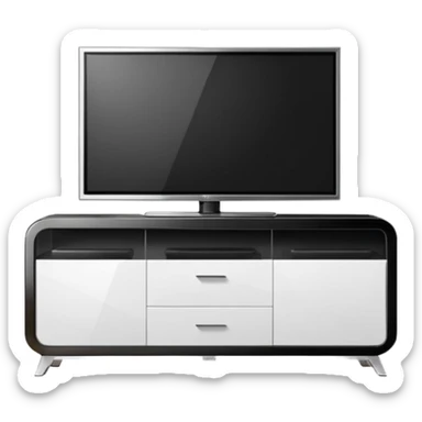 modern tv standing on a super luxurious white cupboard sticker