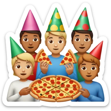 grupo de amigos felices comiendo pizza sticker