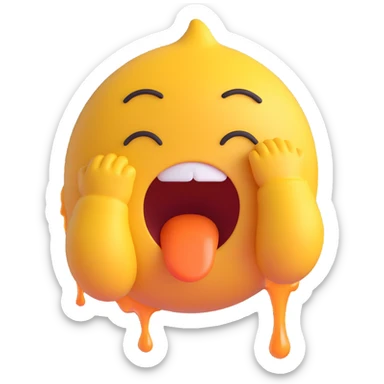 funny emoji of a character crying, dying, and puking dramatically to signify distress, exaggerated expression, cartoon style sticker