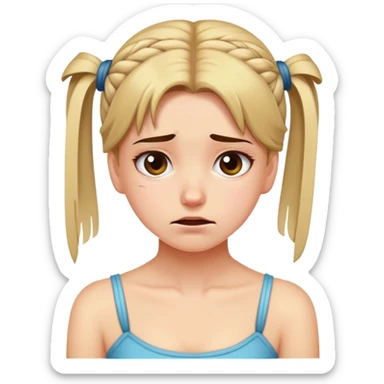 Girl showing embarrassment, fair skin, tied back hair sticker