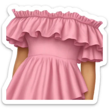 Realistic pink ruffle off shoulder top, isolated sticker