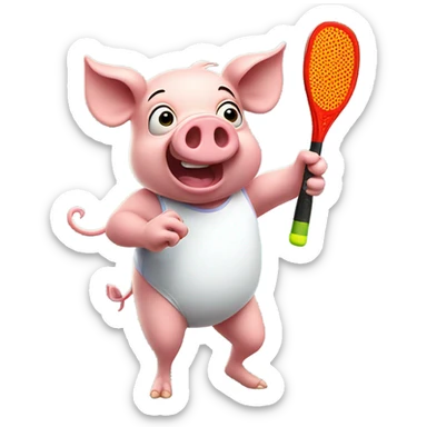 Pig playing pickleball sticker