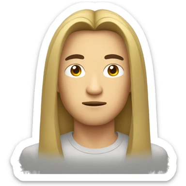 asian guy with long hair serious face sticker