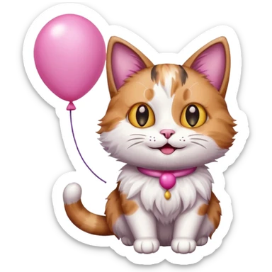 Cat with pink balloon sticker
