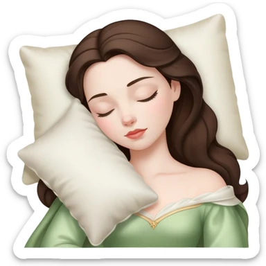 sleeping beauty brunette white girl with a silk pillow sticker