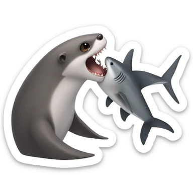 ferret kissing shark sticker