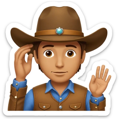 Cowboy tipping his hat. TIPPING HIS HAT sticker
