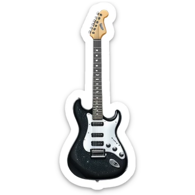 a very sparkly black electric guitar sticker