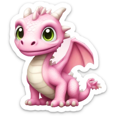 Pastel pink and white baby dragon sticker