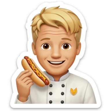 gordon ramsay eat hotdog, happy smile sticker