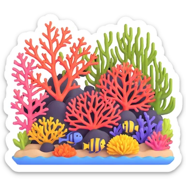 coral reef with colorful corals and sea plants sticker