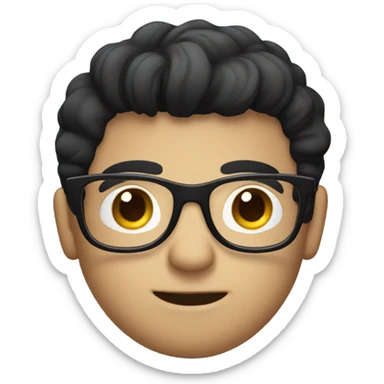 Cute black hair white man with glasses and a laptop  sticker