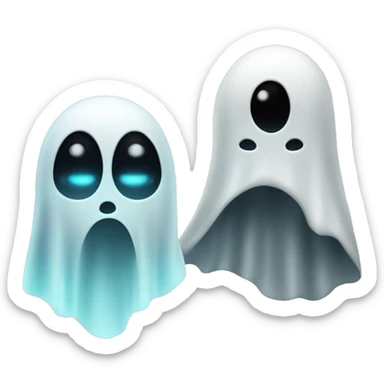 Make an emoji of a ghost with an extraterrestrial being a couple sticker