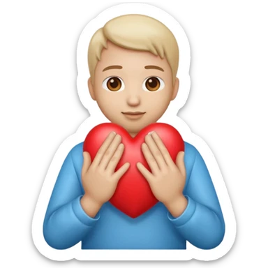 Single emoji combining praying hands and a red heart, hands holding or framing the heart, modern Apple iOS emoji style, glossy 3D, soft gradients, centered, transparent background. sticker