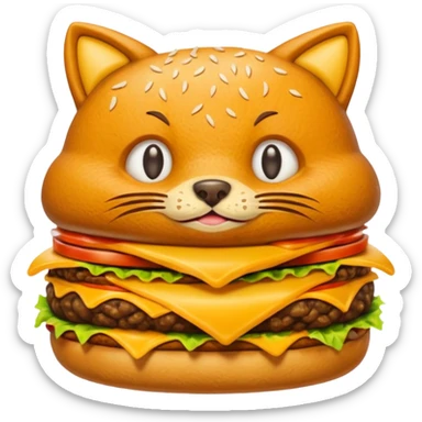 Bottomless bear poop shaped into a cat that eats rats that is also a cheeseburger sticker