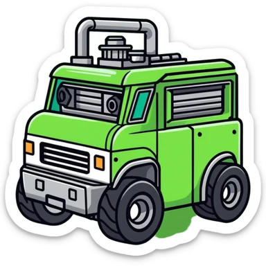 Mechanic car shop in green Fluor and the letters of the name Boxes Power Engine  sticker