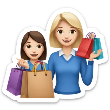 preciso de um emoji de um vendedor com sacolas na mão entregando para outra mulher sticker