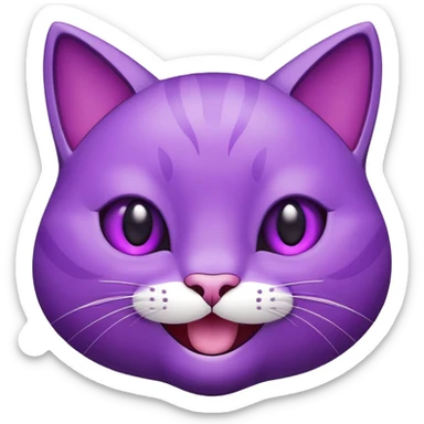 Happy purple emoji cat face sticker