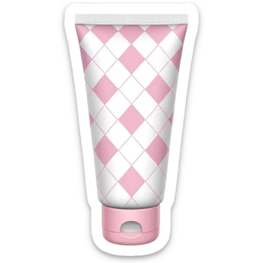 Light pink and white argyle printed lotion tube with pink cap sticker