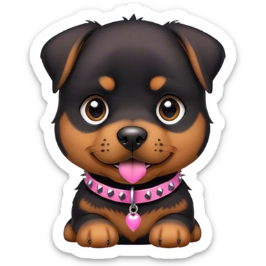 Rottweiler puppy with pink spiked collar sticker