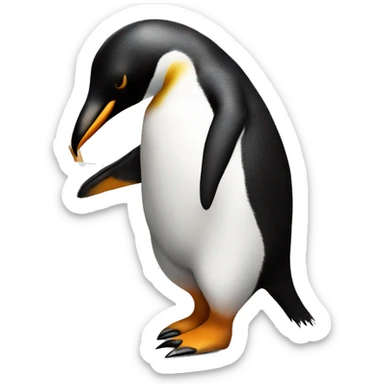 A penguin painting a picture on a canvas  sticker