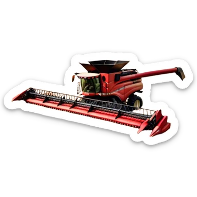 Case IH Axial-Flow 8250 (2022) – Cinematic-realistic Case IH Axial-Flow 8250 harvester, its deep red body towering over endless wheat fields. The massive cutting header slices through golden crops, sending a steady stream of grain into the bin as dust and chaff swirl in the afternoon sun. sticker