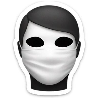 A white figure with a black mask sticker